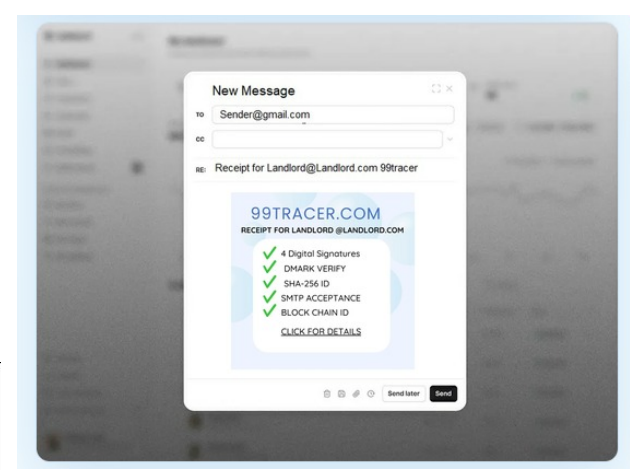 99tracer business receipt being returned to the sender
